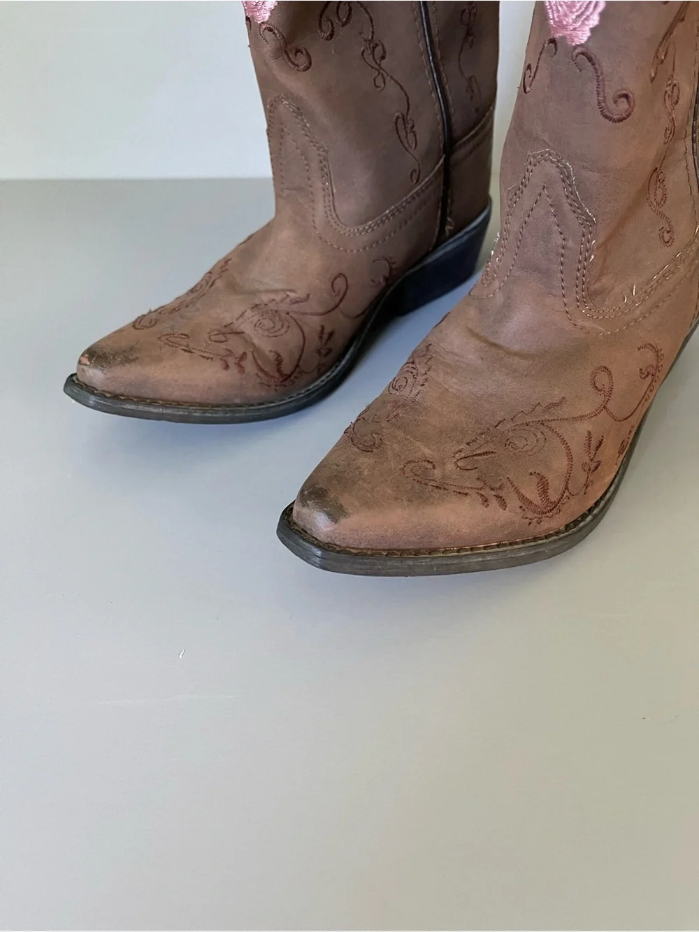 Shyanne Girls Floral Pink Embroidered Western Cowboy Boot 3D Horse Snip Toe